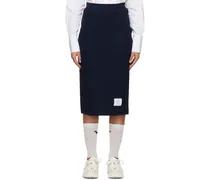 Navy Waffle Midi Skirt