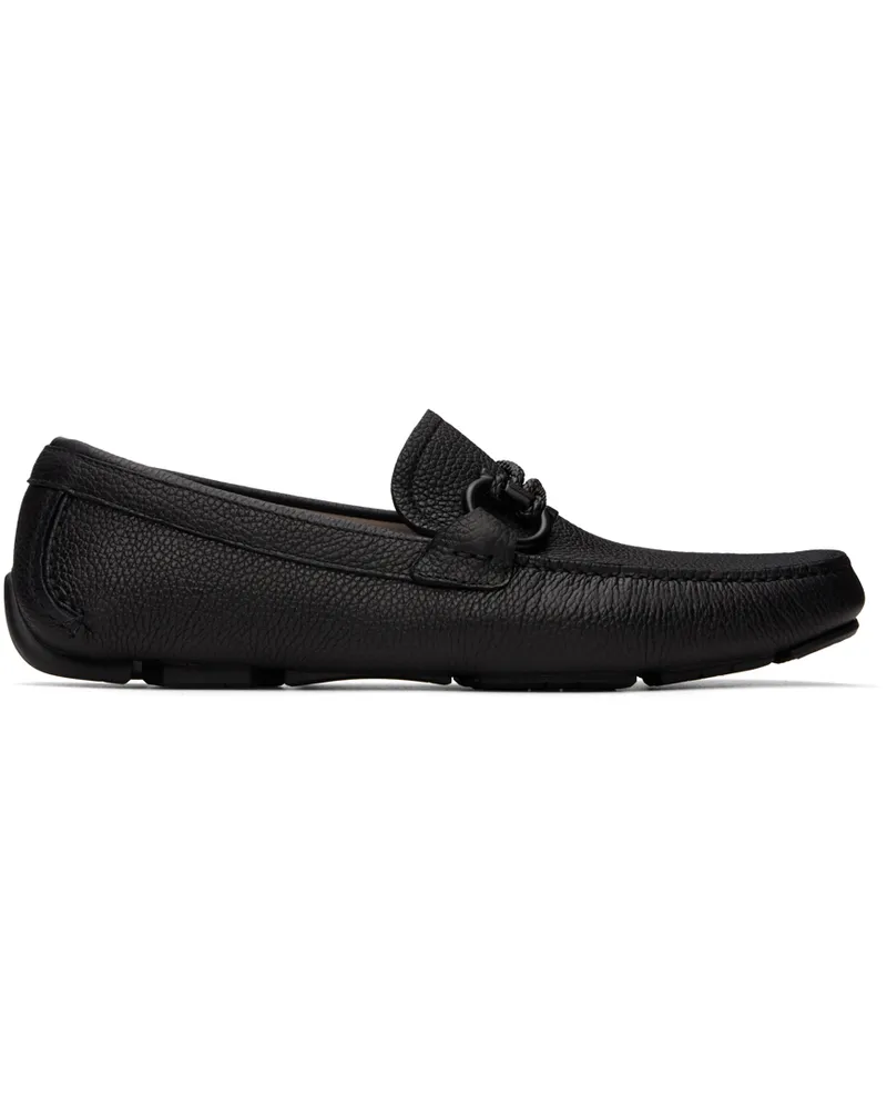 Ferragamo Black Gancini Ornament Loafers Nero