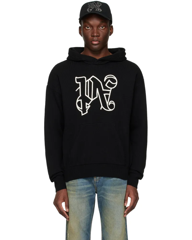 Palm Angels Black Embroidered Hoodie Black