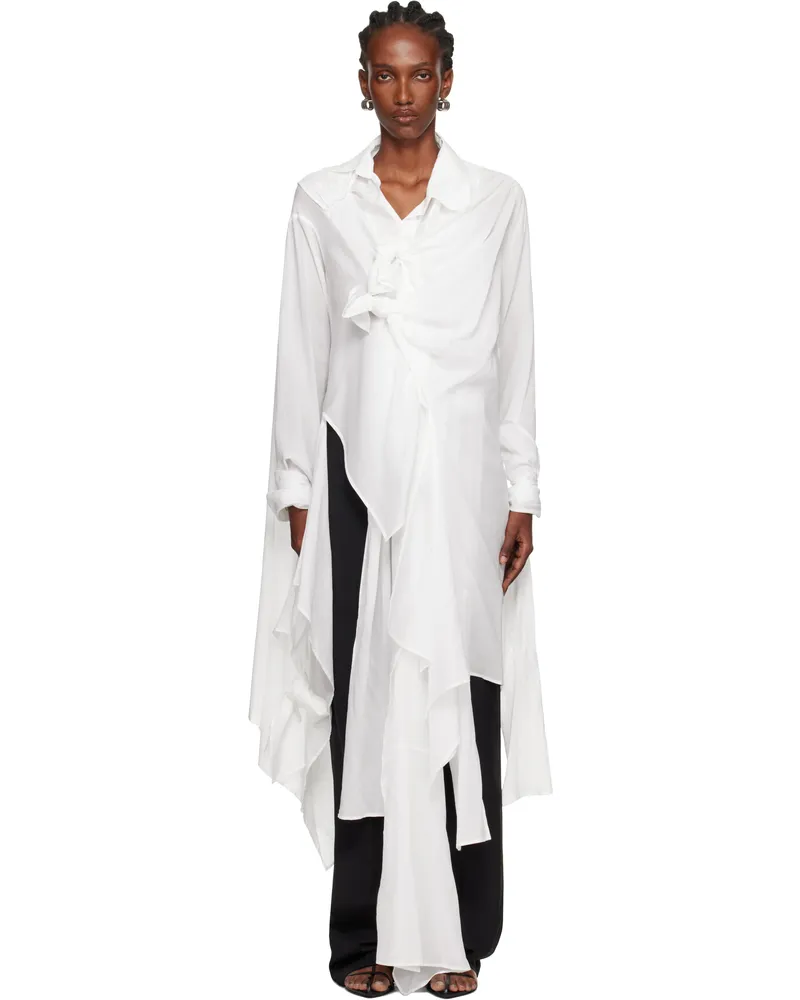 Yohji Yamamoto White Draped Blouse 1