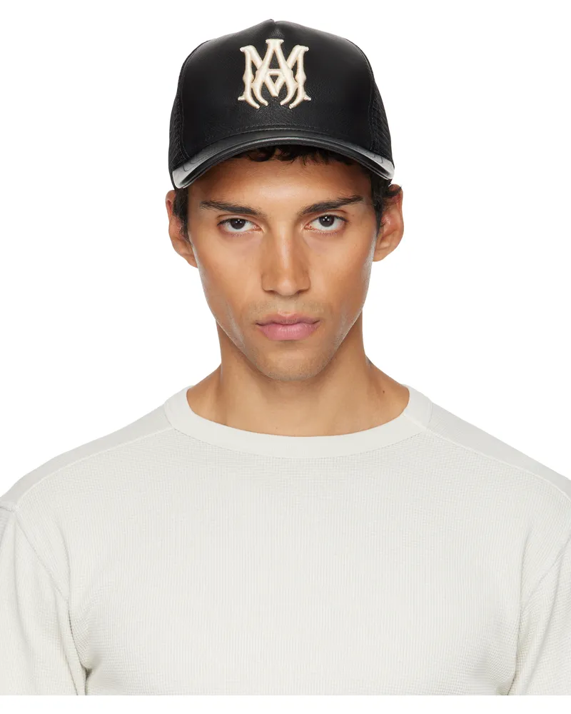 Amiri Black Leather MA Trucker Cap Black