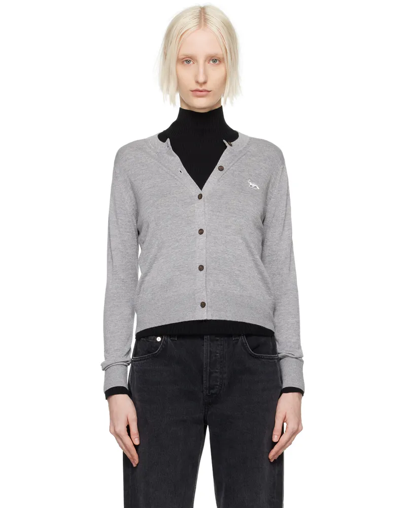 Kitsuné Gray Baby Fox Patch Regular Cardigan H131