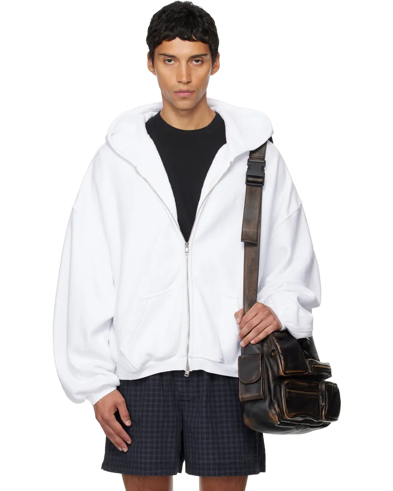 Alexander Wang White Graphic Logo Zip Hoodie 120