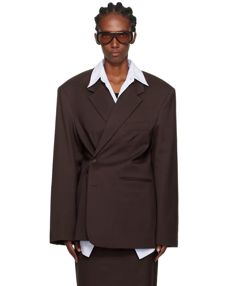 FRANKIE Shop Brown Crosby Wrap Blazer 200-brown
