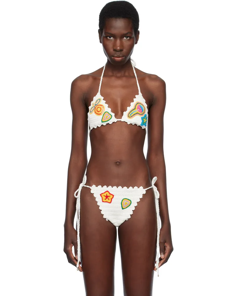 Casablanca Paris White Motif Crochet Bikini Top White