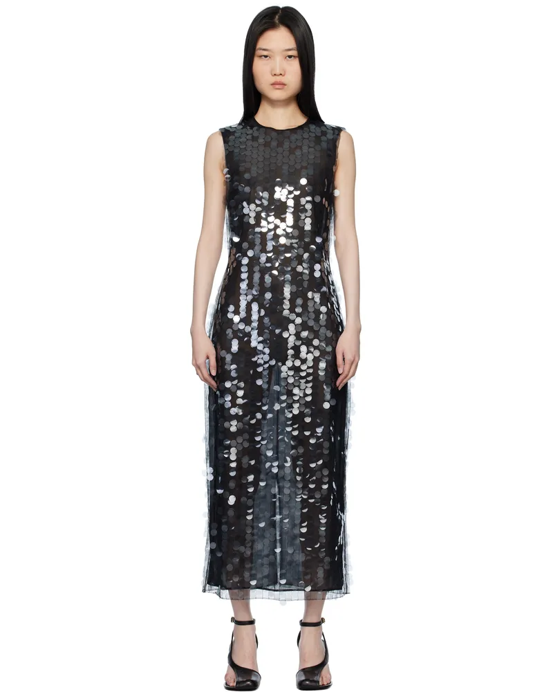 16ARLINGTON Black Tovia Midi Dress Ghiaccio