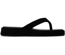 Black Leather Flip Flops