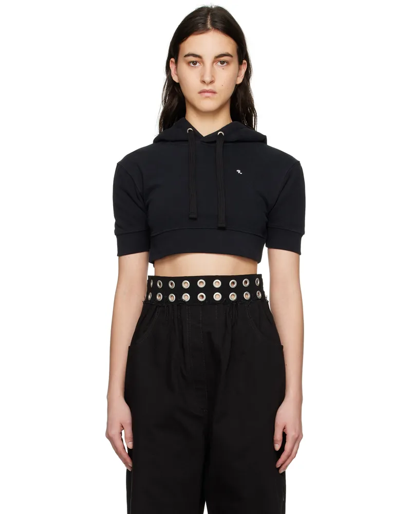 Raf Simons Black Cropped Hoodie 0099