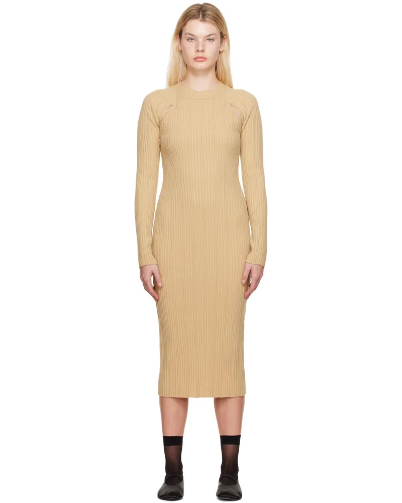 LVIR Beige Cutout Midi Dress Beige