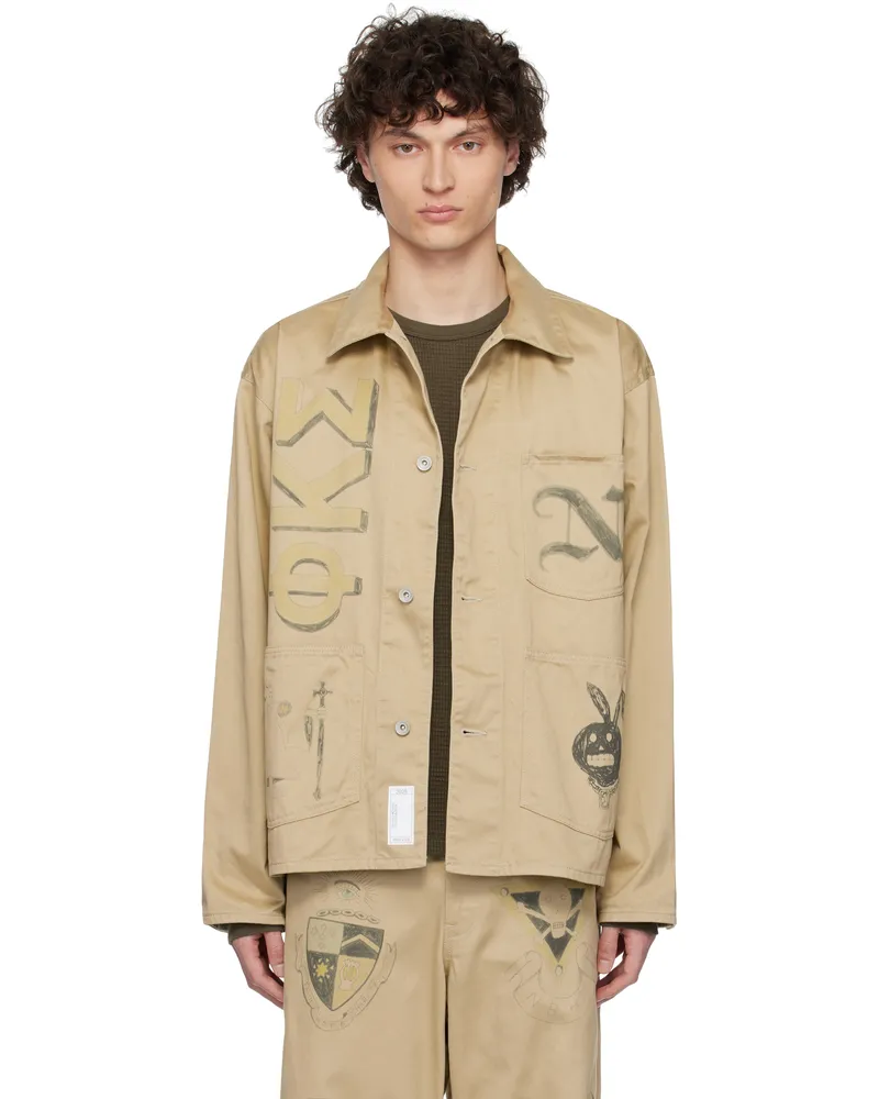 Neighborhood Beige Memorial Coverall Jacket Beige
