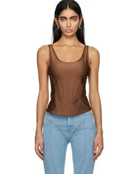 Thierry Mugler Brown Corseted Tank Top Cinnamon