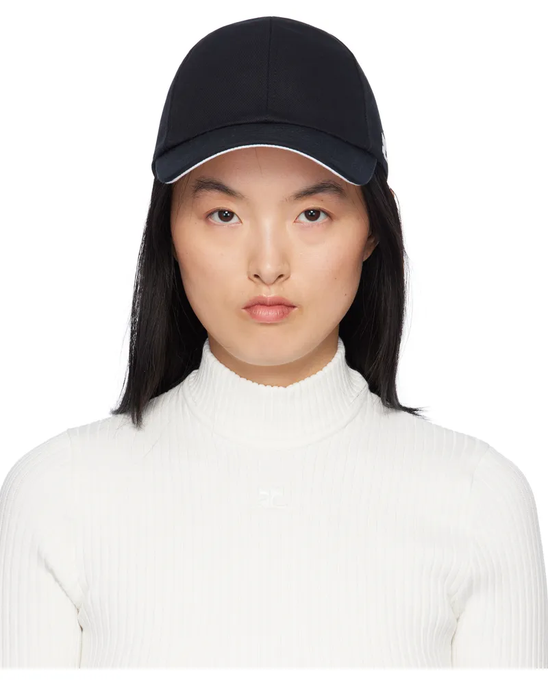 Courrèges Black Signature 'AC' Cotton Cap 9999