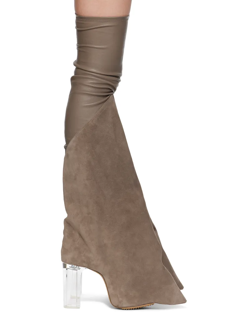 Rick Owens Gray Hollywood Taco Kiss Tall Boots 340