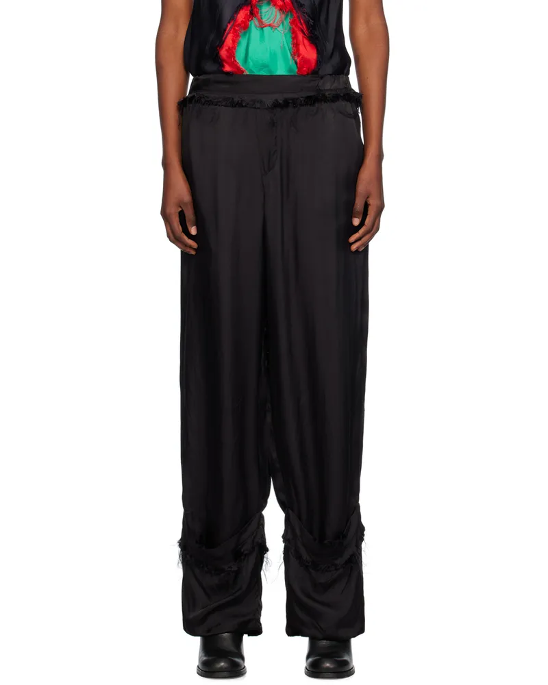 Edward Cuming Black Fraying Cuff Trousers Black