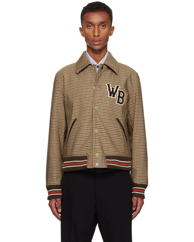Wales Bonner Beige Homecoming Varsity Bomber Jacket Beige