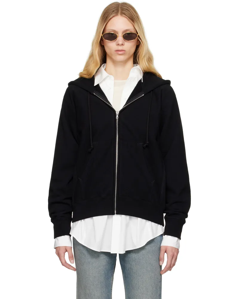 AURALEE Black Smooth Soft Bd Sweat Zip Hoodie Black