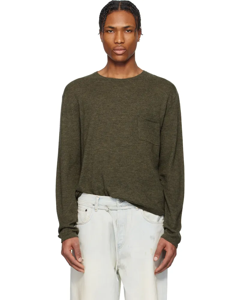 Acne Studios Khaki Crew Neck Cashmere Sweater Ab6