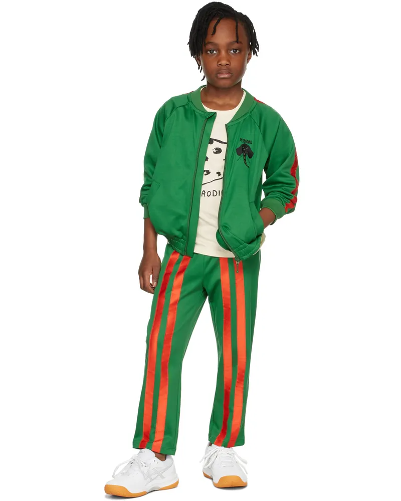 Mini Rodini Kids Green Stripe Track Jacket Green