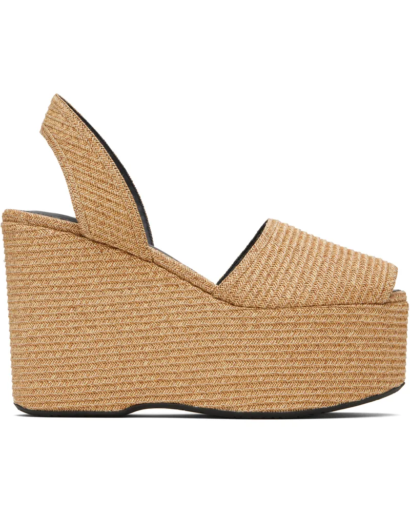 Alaïa Beige Wedge Paper Straw Heeled Sandals 113