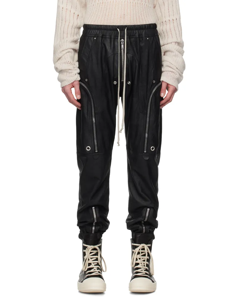Rick Owens Black Hollywood Bauhaus Leather Cargo Pants 09