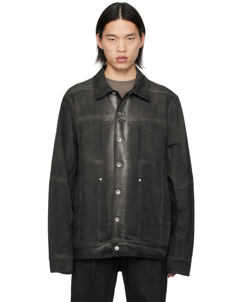 Rick Owens Black Lido Worker Denim Jacket 78