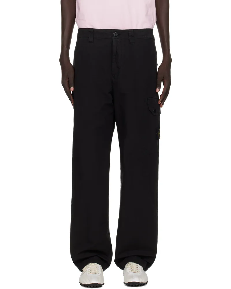 Stone Island Black 3100011 Organic Cotton Ripstop Cargo Pants V0029