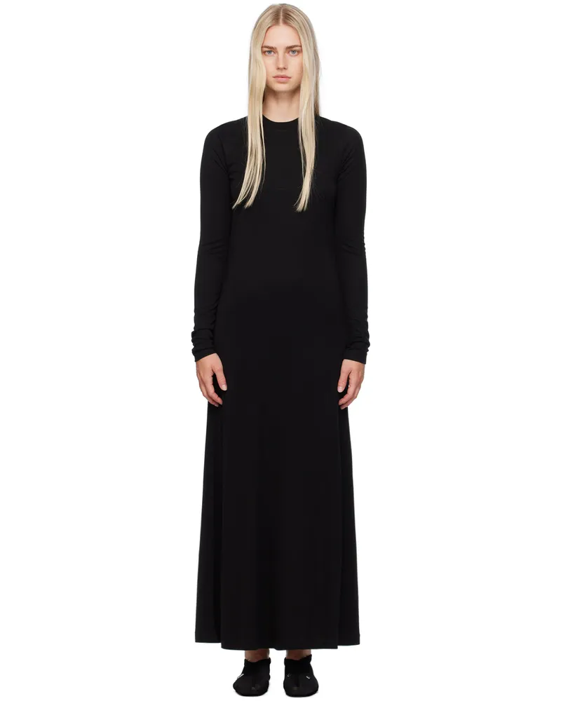 Totême Black Long-Sleeve Maxi Dress 001