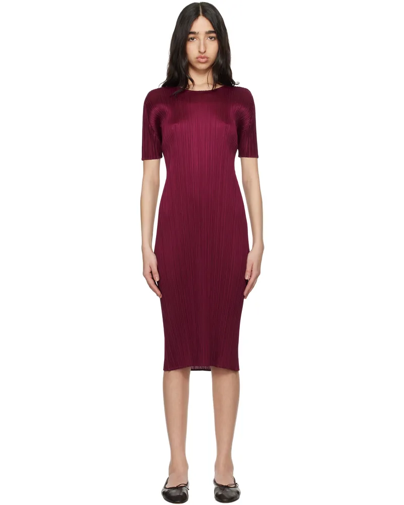Issey Miyake Burgundy Monthly Colors March Midi Dress 84
