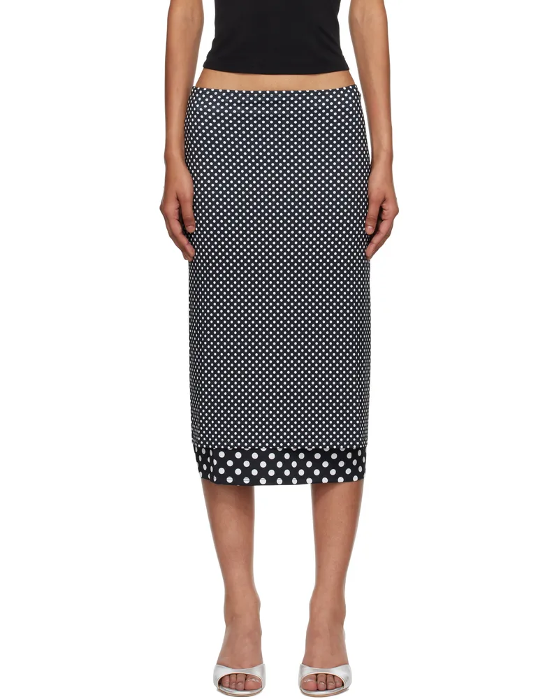 Miaou Black & White Maria Maxi Skirt Black