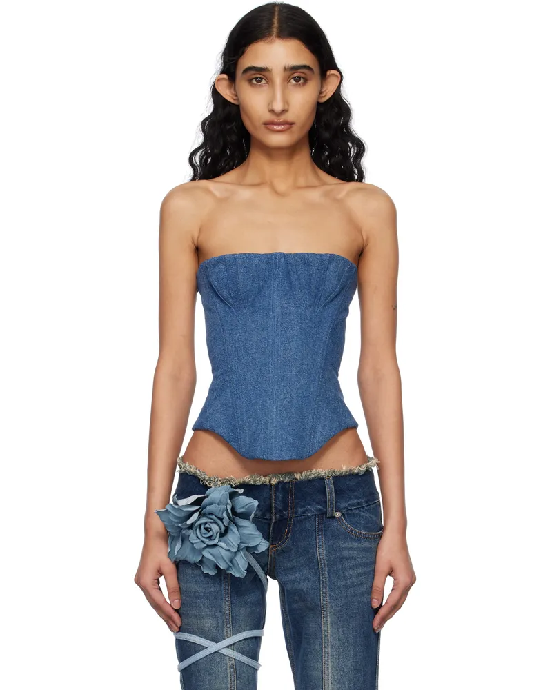 Fancì Club Blue Upcycled Bella Denim Corset Denim