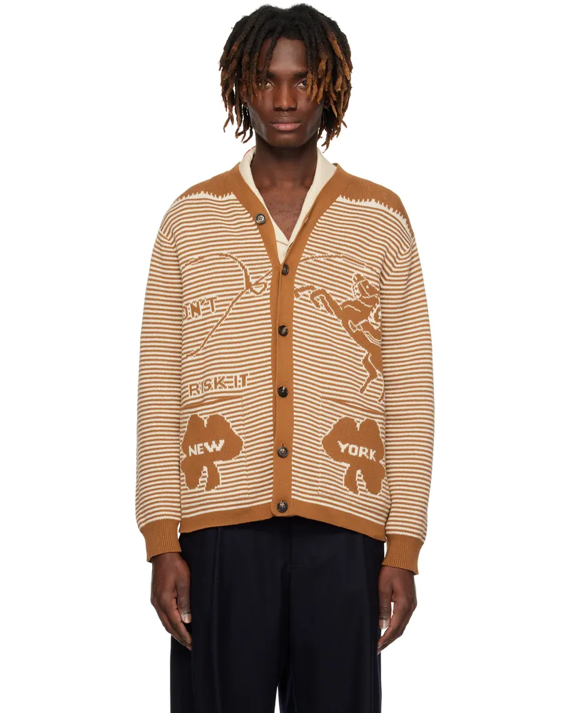 BODE Brown & White Buckaroo Cardigan Brcrm