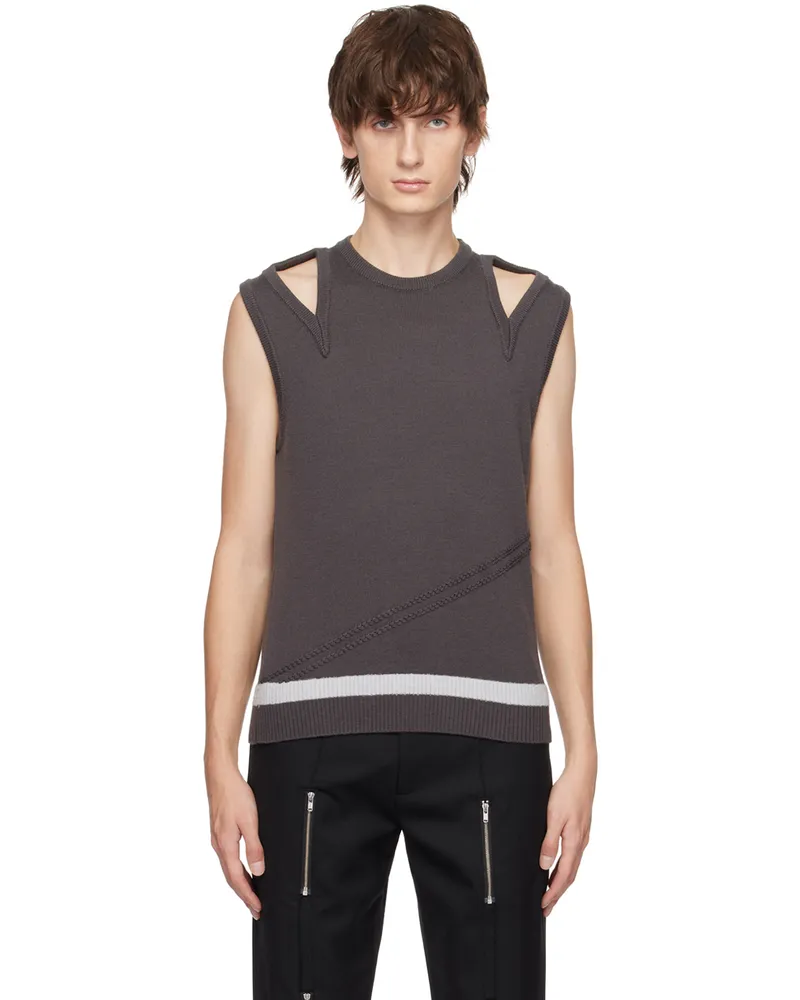 The World Is Your Oyster Gray Cut-Out Tank Top Grey