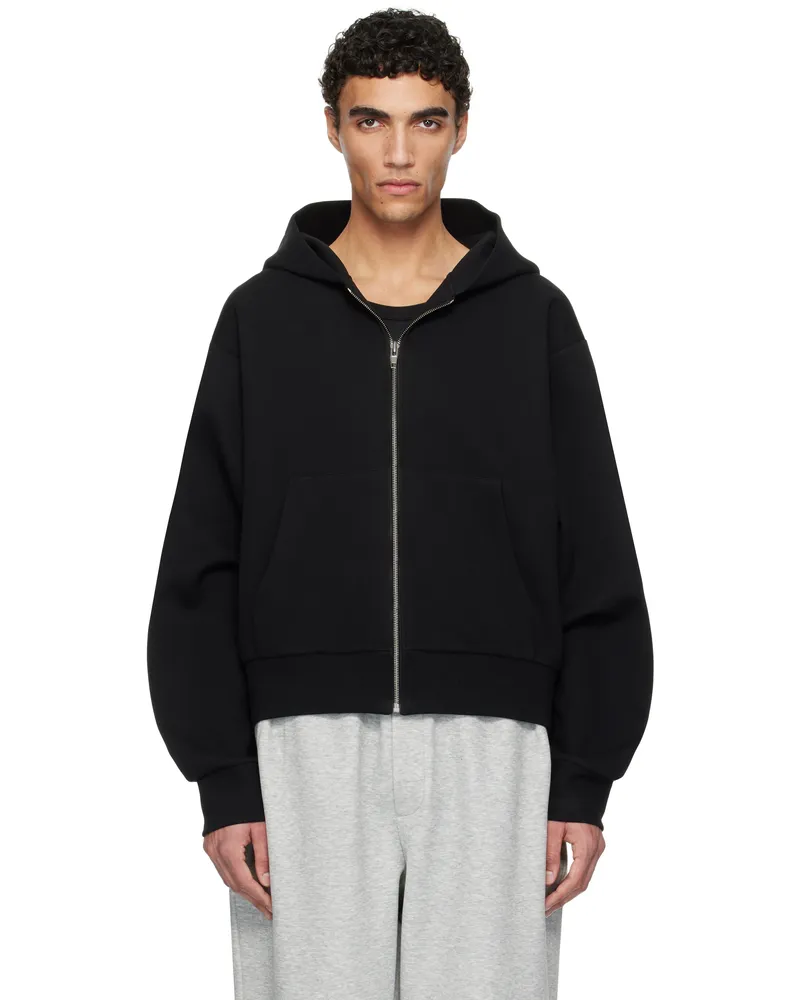 RECTO Black Logo Detail Zip-Up Hoodie Bk