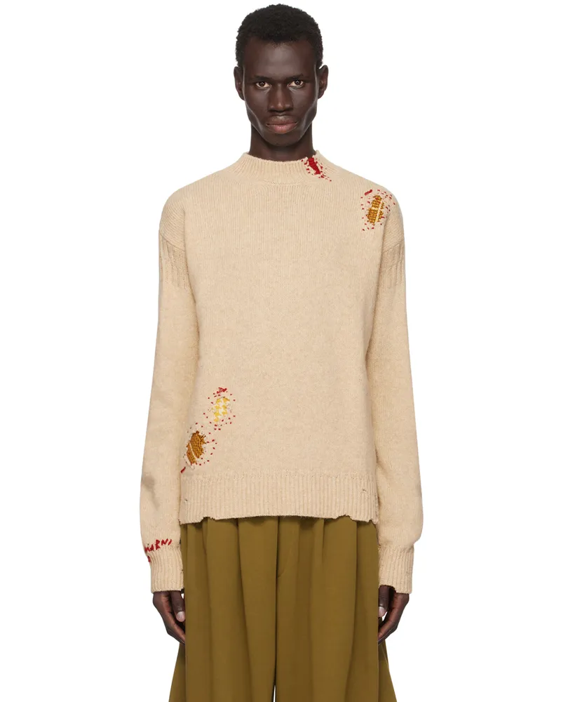 Marni Beige Mending Patches Sweater 00w32