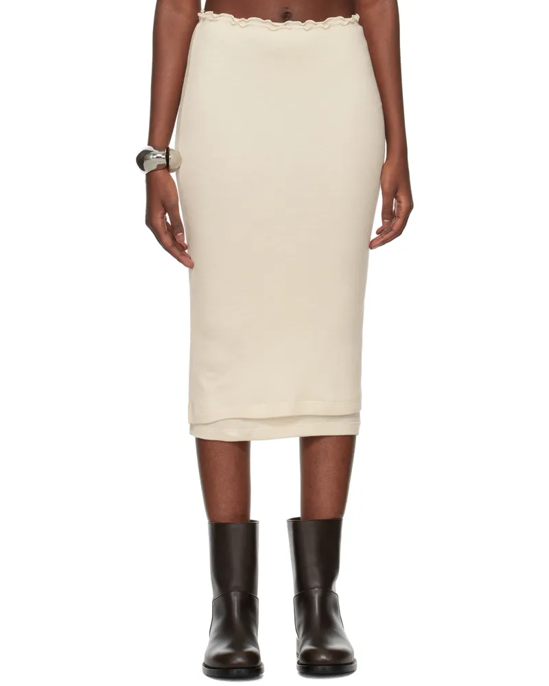 Jil Sander Off-White Double Layer Midi Skirt 276