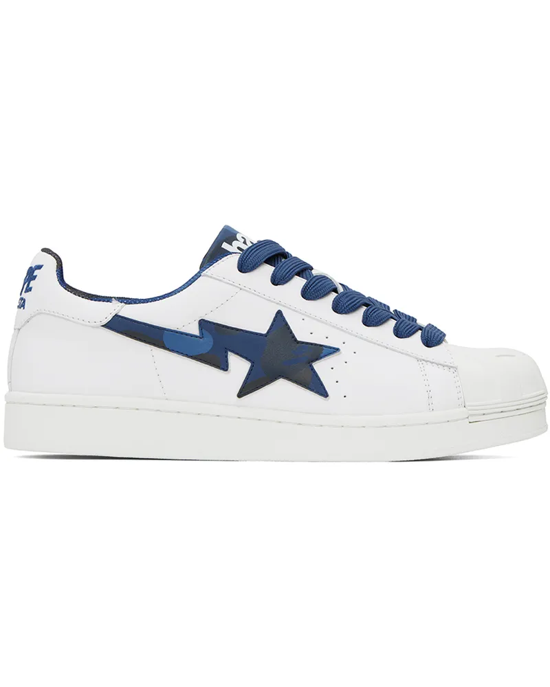BAPE White & Navy Skull Sta Sneakers Navy