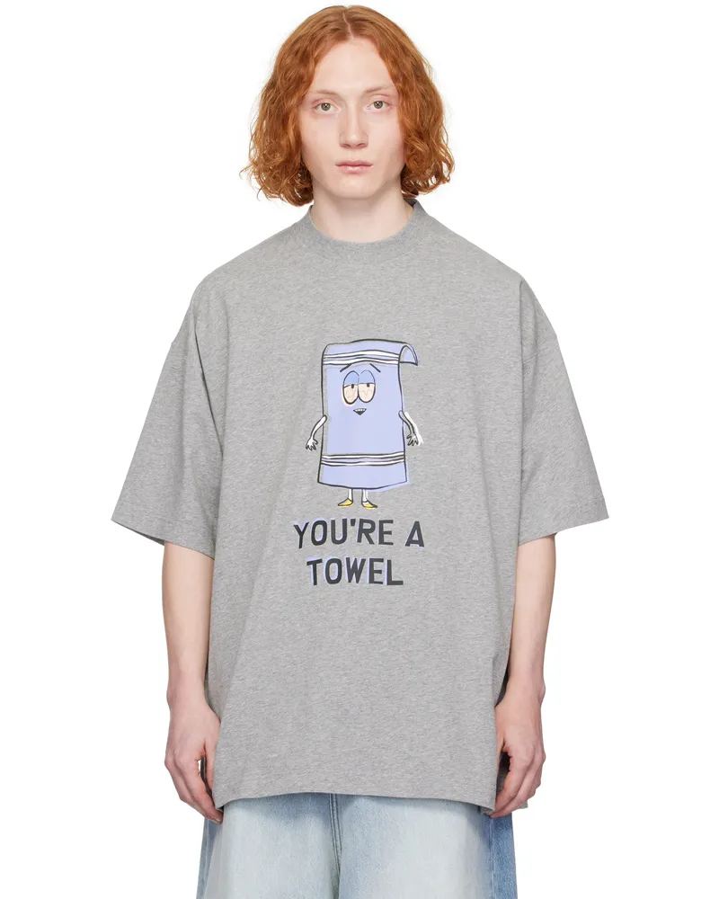 VETEMENTS Gray 'You're a Towel' Oversized T-shirt Grey