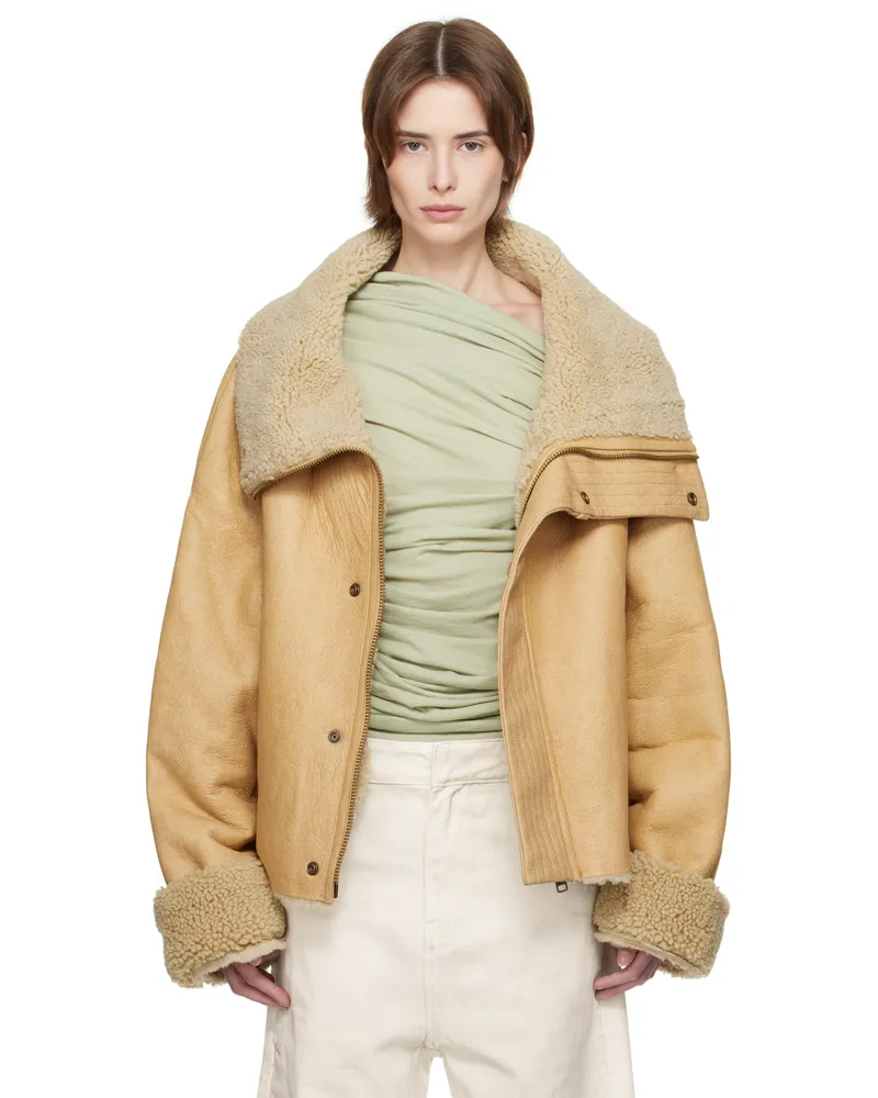 Entire Studios Beige Bulk Shearling Jacket Camel