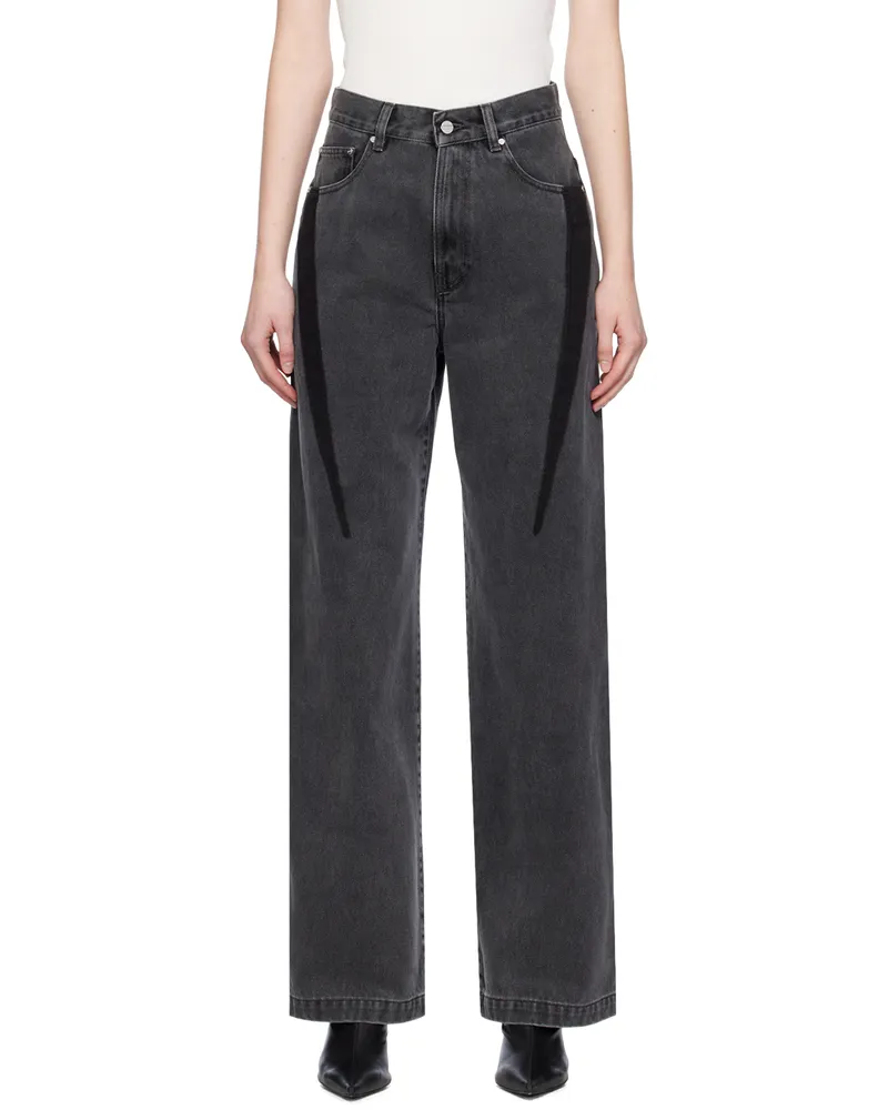 Dion Lee Black Slouchy Darted Jeans Washed