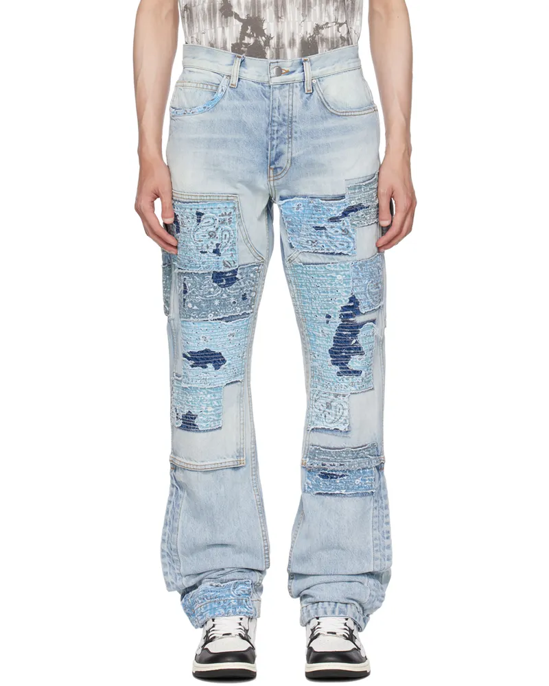 Amiri Indigo Patchwork Jeans Stone