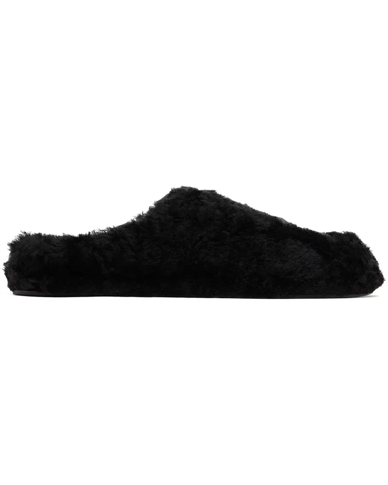 Jil Sander Black Shearling Slippers 001