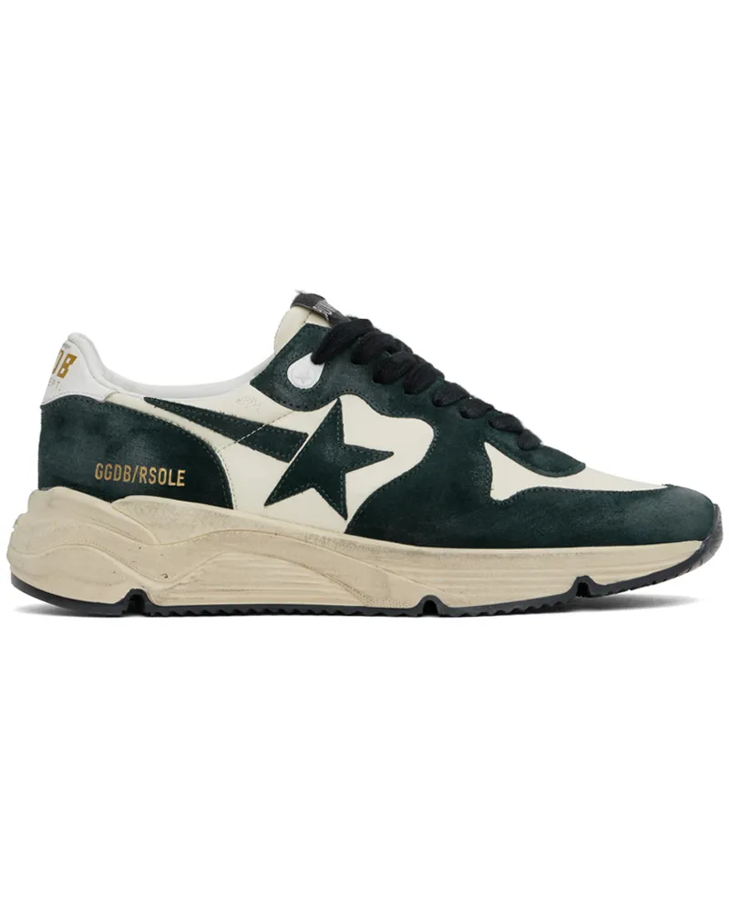 Golden Goose Green & White Running Sole Sneakers Dark