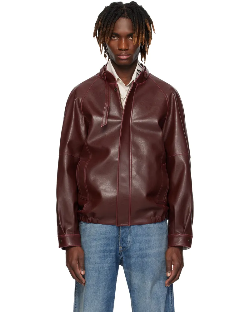 Maison Margiela Burgundy Sports Faux-Leather Jacket 211
