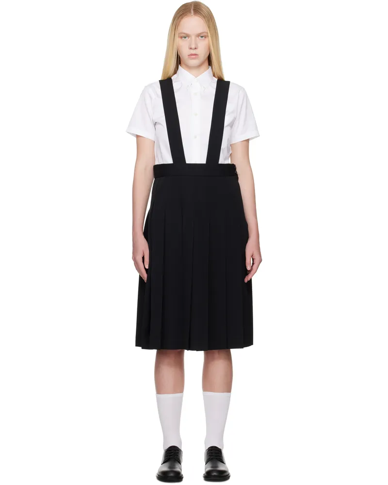 Comme des Garçons Black Pleated Pinafore Midi Skirt Black