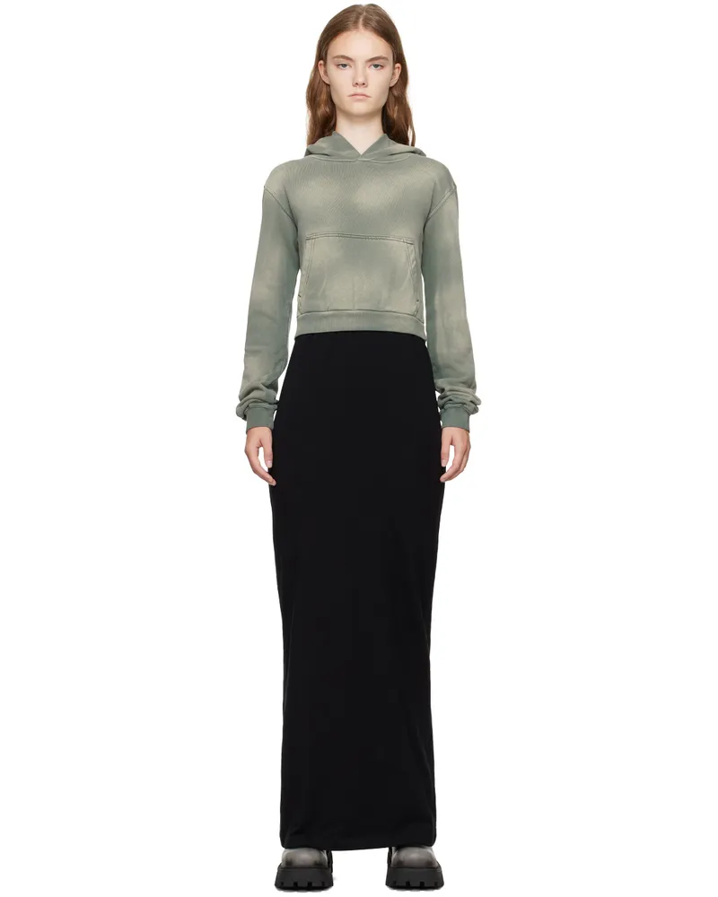WE 11 DONE Green & Black Layered Hoodie Dress Khaki