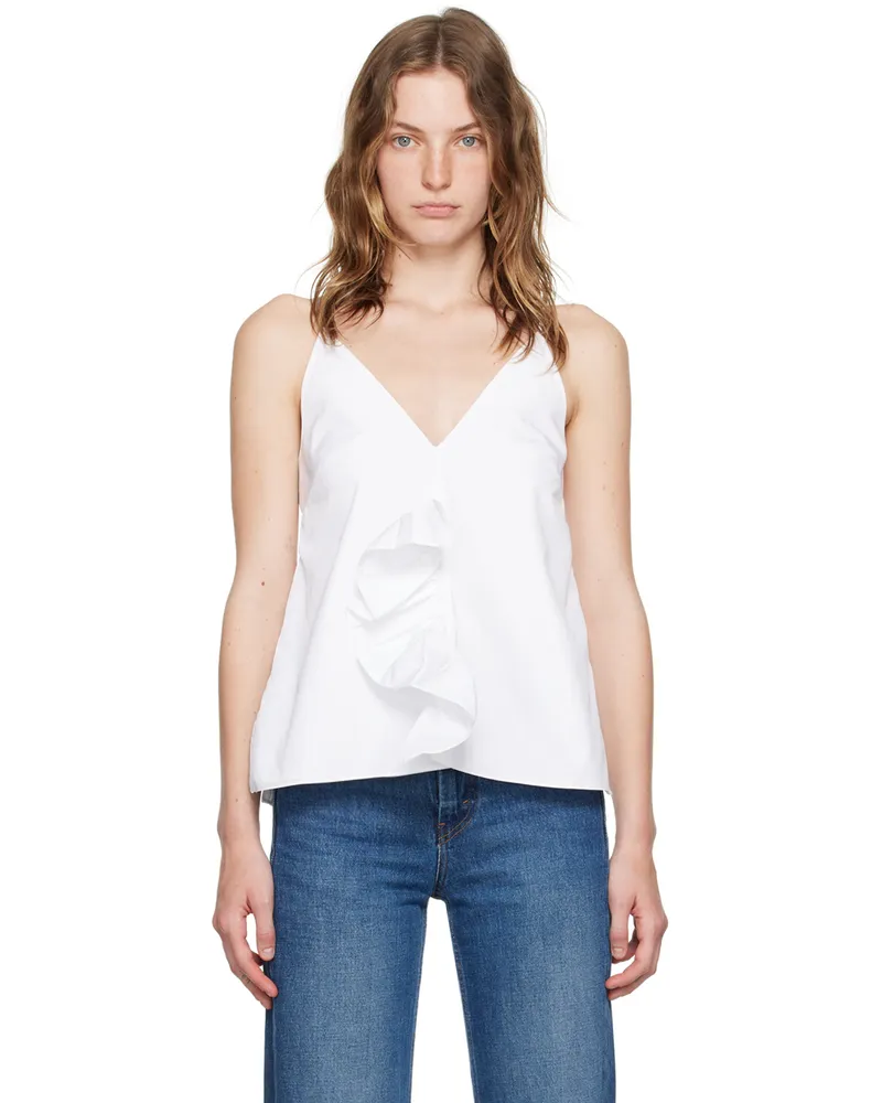 BITE Studios White Multi Slit Frill Tank Top White