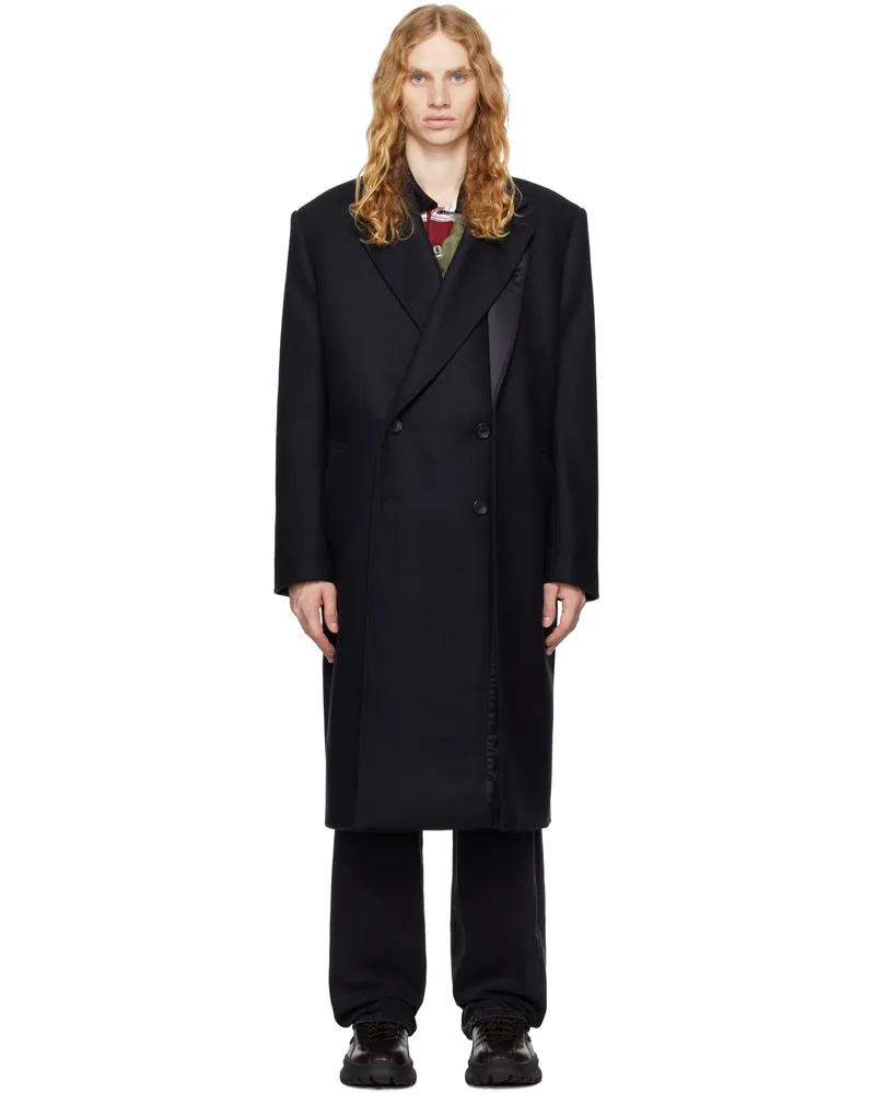 Y/PROJECT Navy Double Front Coat Evergreen