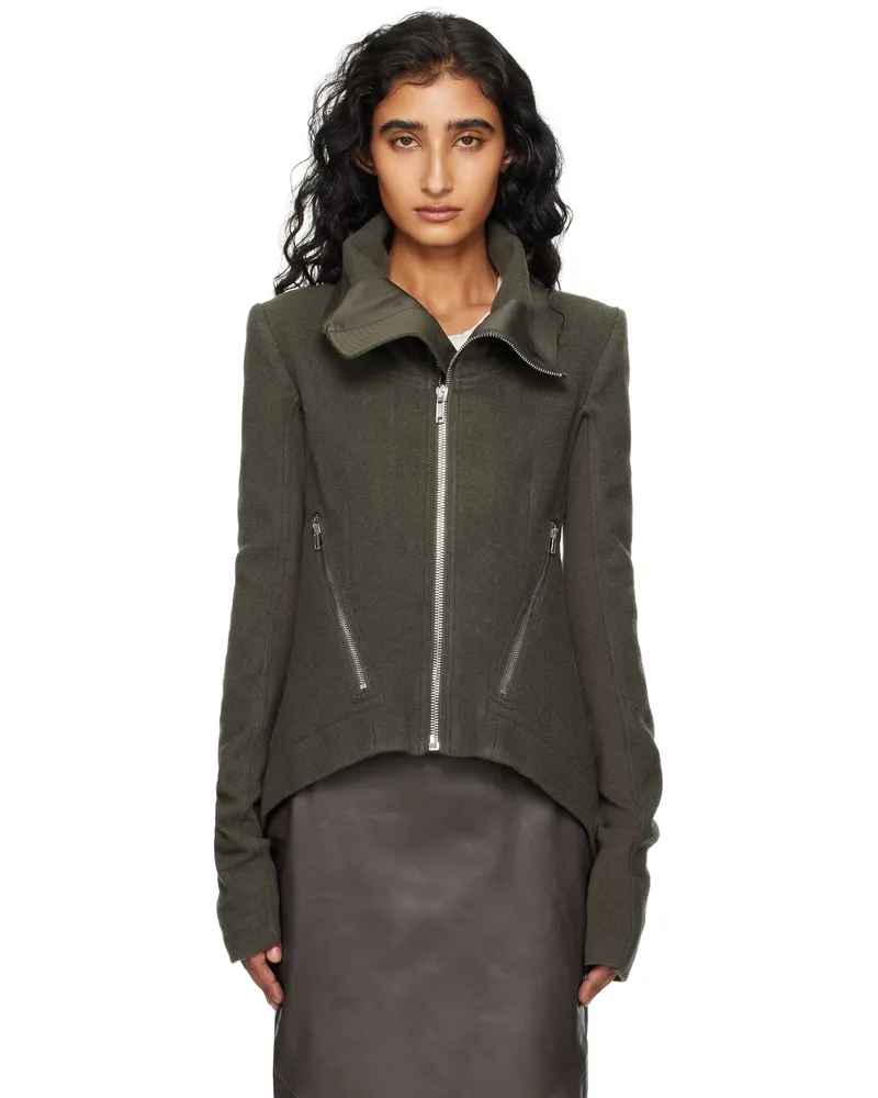 Rick Owens Khaki Concordians Zipped Naska Biker Jacket 25