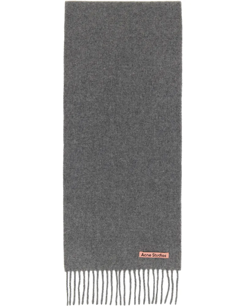 Acne Studios Gray Fringe Wool Skinny Scarf 990