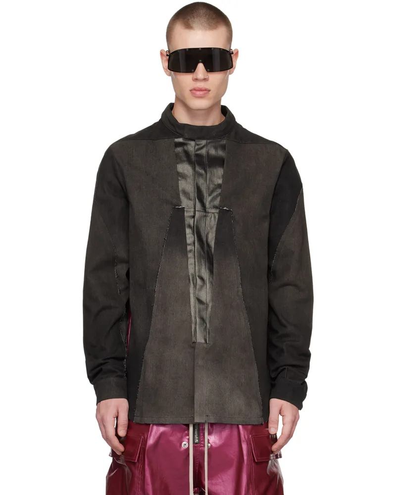 Rick Owens Brown Splintered Denim Jacket 24dbrown